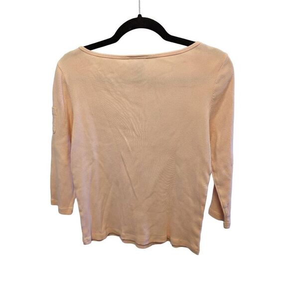 RALPH LAUREN Pink Elbow Sleeves Boat Neck Top Women's Size Medium - Picture 2 of 5